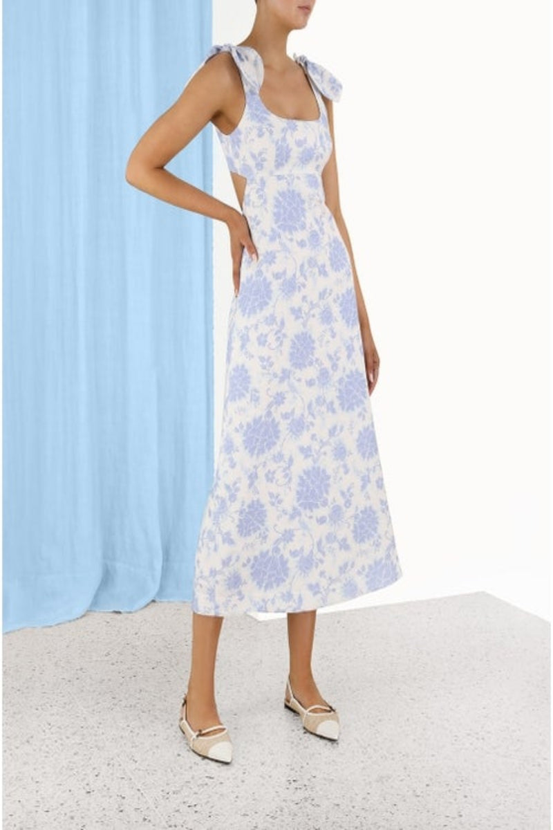 ZIMMERMANN Postcard Tie Shoulder Midi WOMEN'S DRESSES