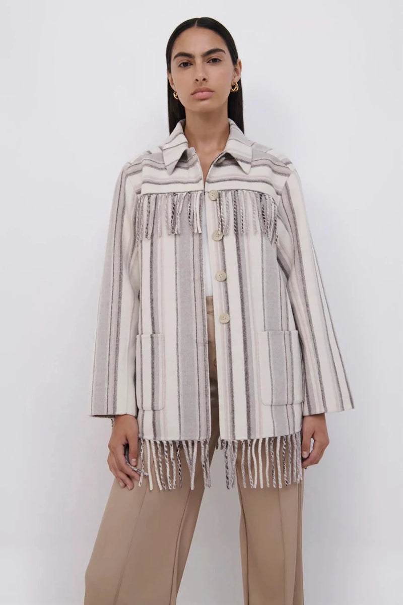 JONATHAN SIMKHAI Pierre Double Faced Wool Fringe Jacket WOMEN'S OUTERWEAR