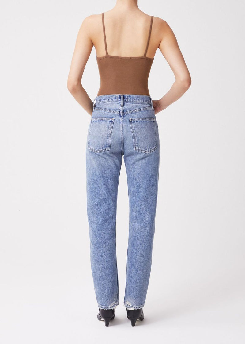 back of AGOLDE 90's Pinch Waist High Rise Straight denim jean