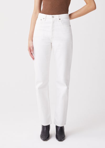 AGOLDE  90's Pinch Waist High Rise Straight denim jean in white