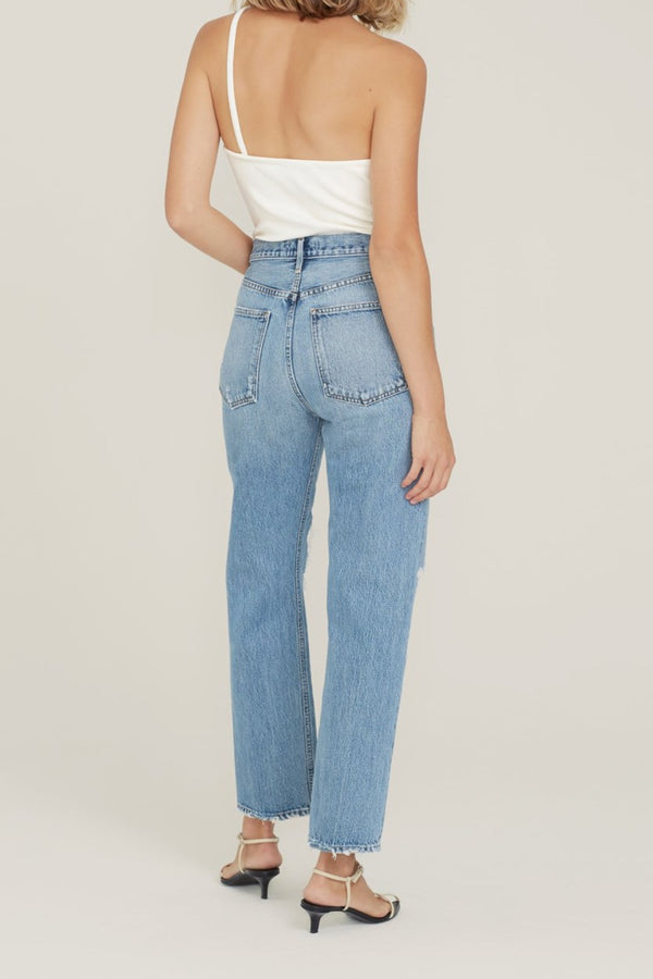 Back of AGOLDE  90's Pinch Waist High Rise Straight denim jean