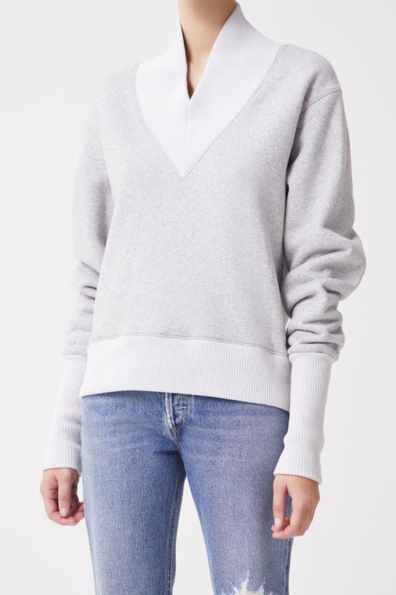 AGOLDE Klara Extended V Neck Sweatshirt WOMEN'S TOPS