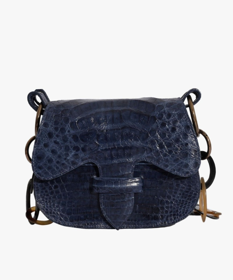 ADRIANA CASTRO Crocodile Monsieur Bag Horn and Crocodile Strap Handbags