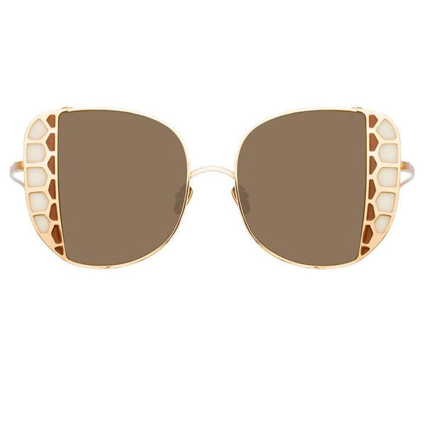 LINDA FARROW Amelia RG-Cream-Tobacco-Solid Brown LFL1003C5SUN SUNGLASSES