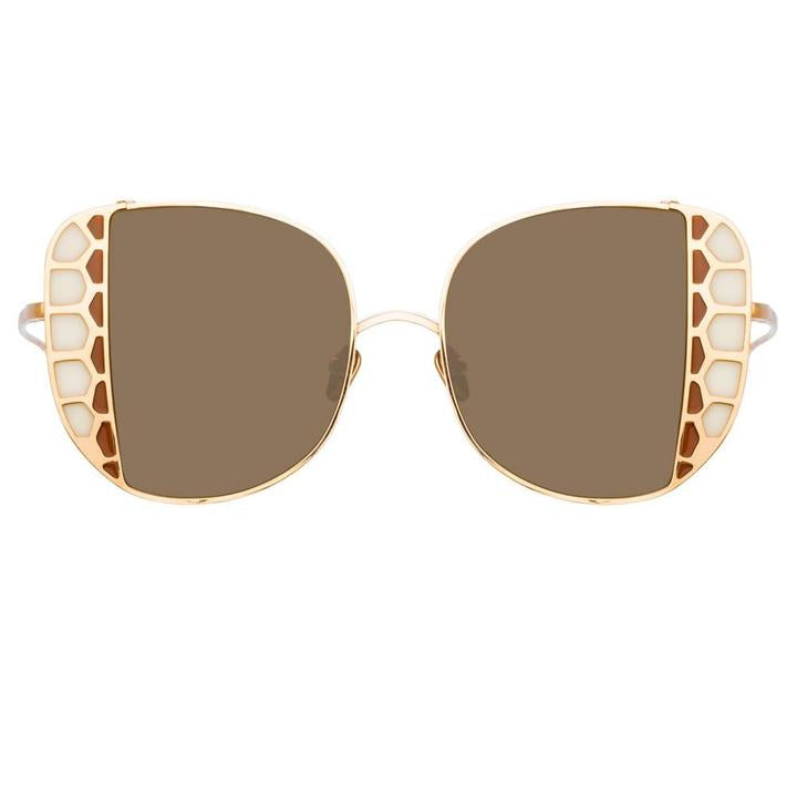 LINDA FARROW Amelia RG-Cream-Tobacco-Solid Brown LFL1003C5SUN SUNGLASSES