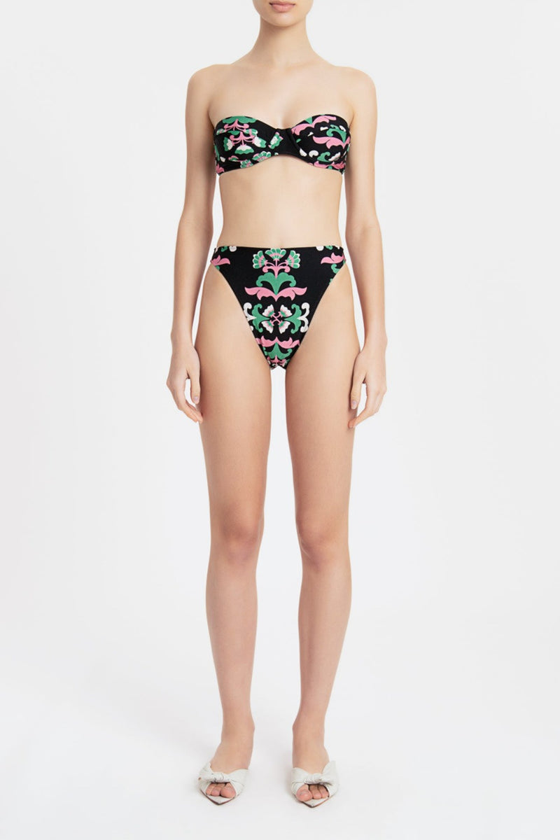 ADRIANA DEGREAS Twisted Flower High Leg Strapless Bikini WOMEN'S SWIMWEAR