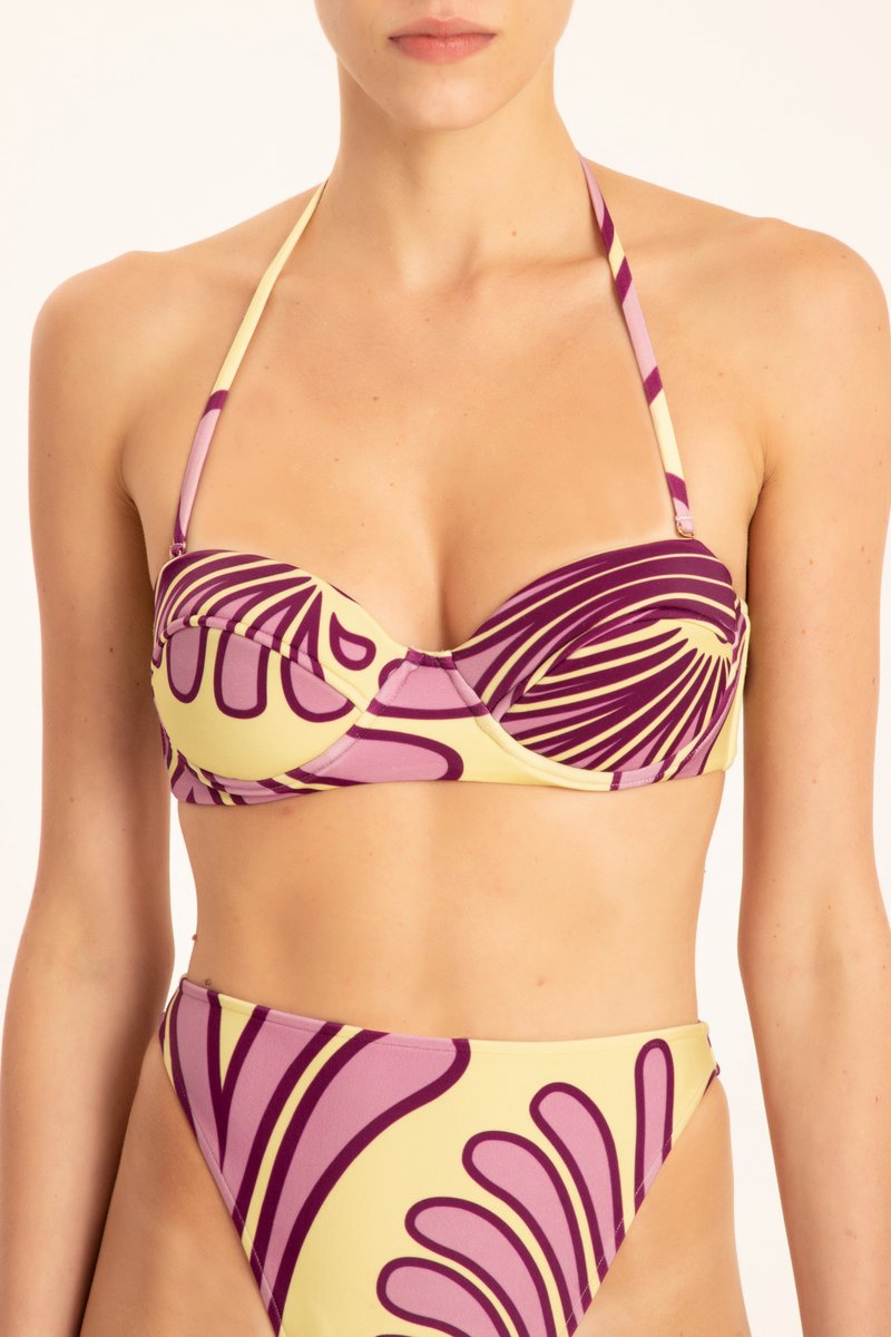 Deco Shell High Leg Strapless Bikini