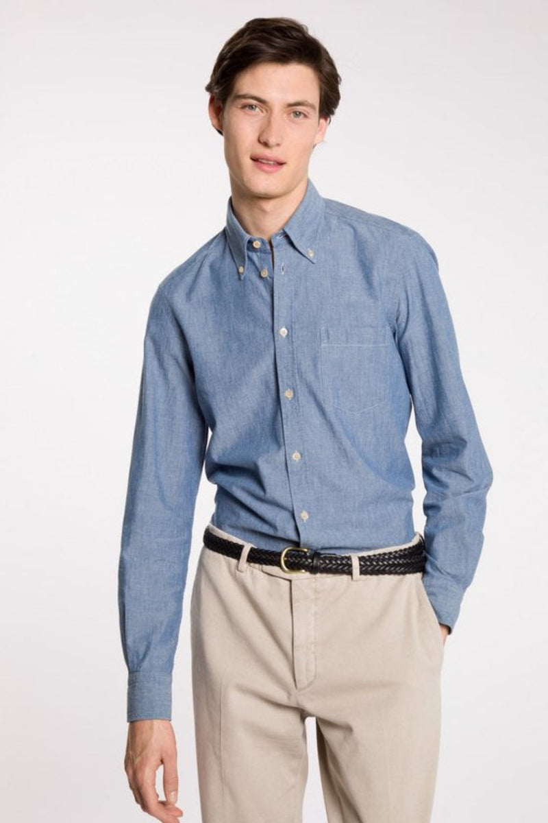 BOGLIOLI Light Sky Blue Button Down Cotton Shirt MEN'S TOPS