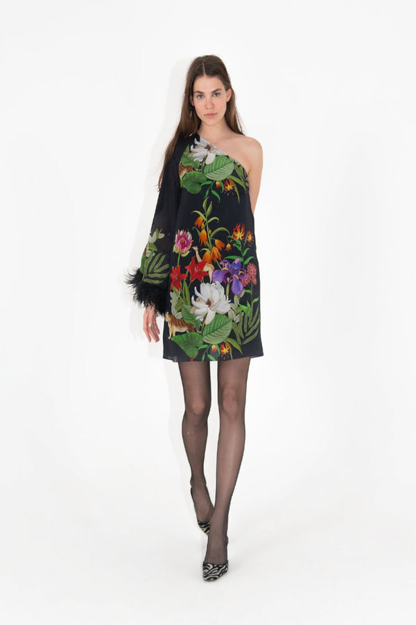 Vida Crepe One Shoulder Mini Dress