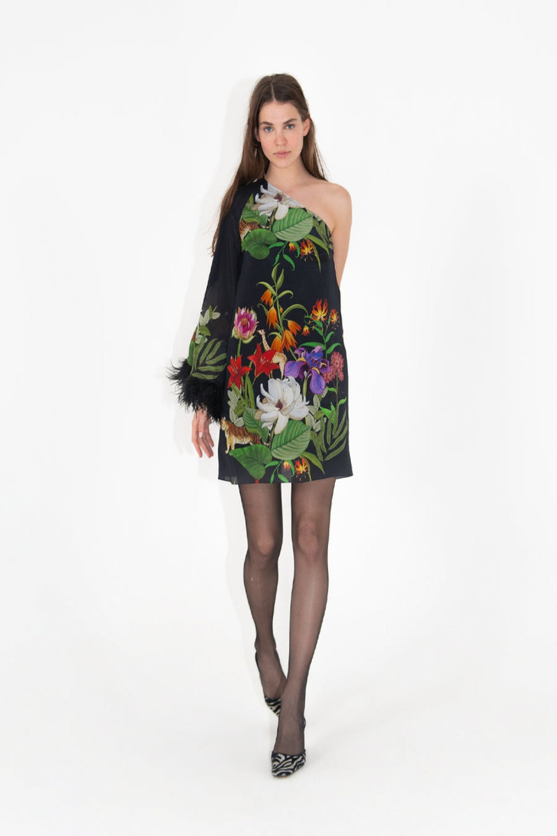 Vida Crepe One Shoulder Mini Dress
