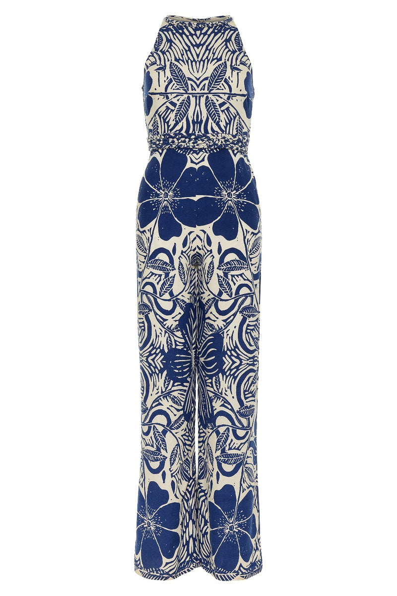 Alessia Jumpsuit Etched Flower Blue