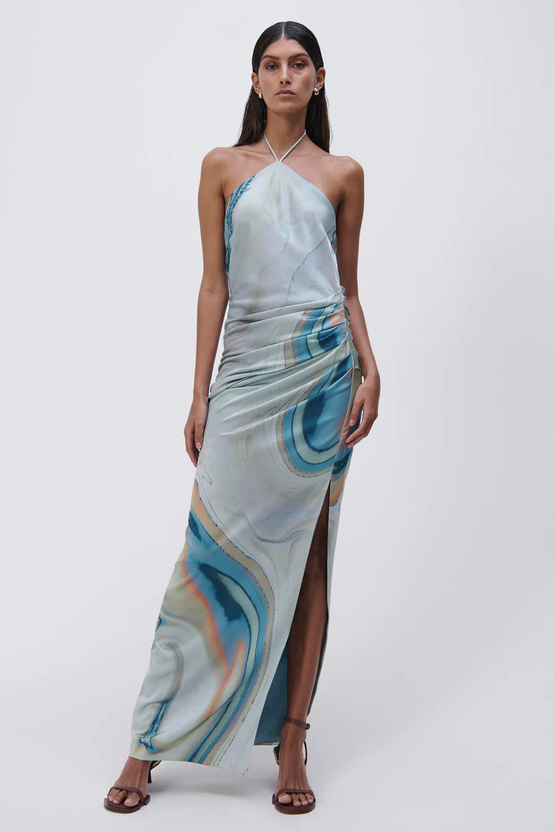 Hansel Marble Printed Satin Gown
