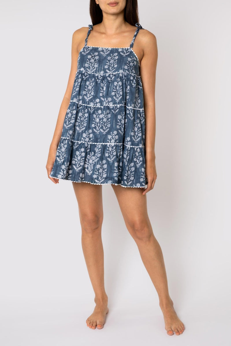 JULIET DUNN Small Flower Print Trapeze Mini Dress with Lurex WOMEN'S DRESSES