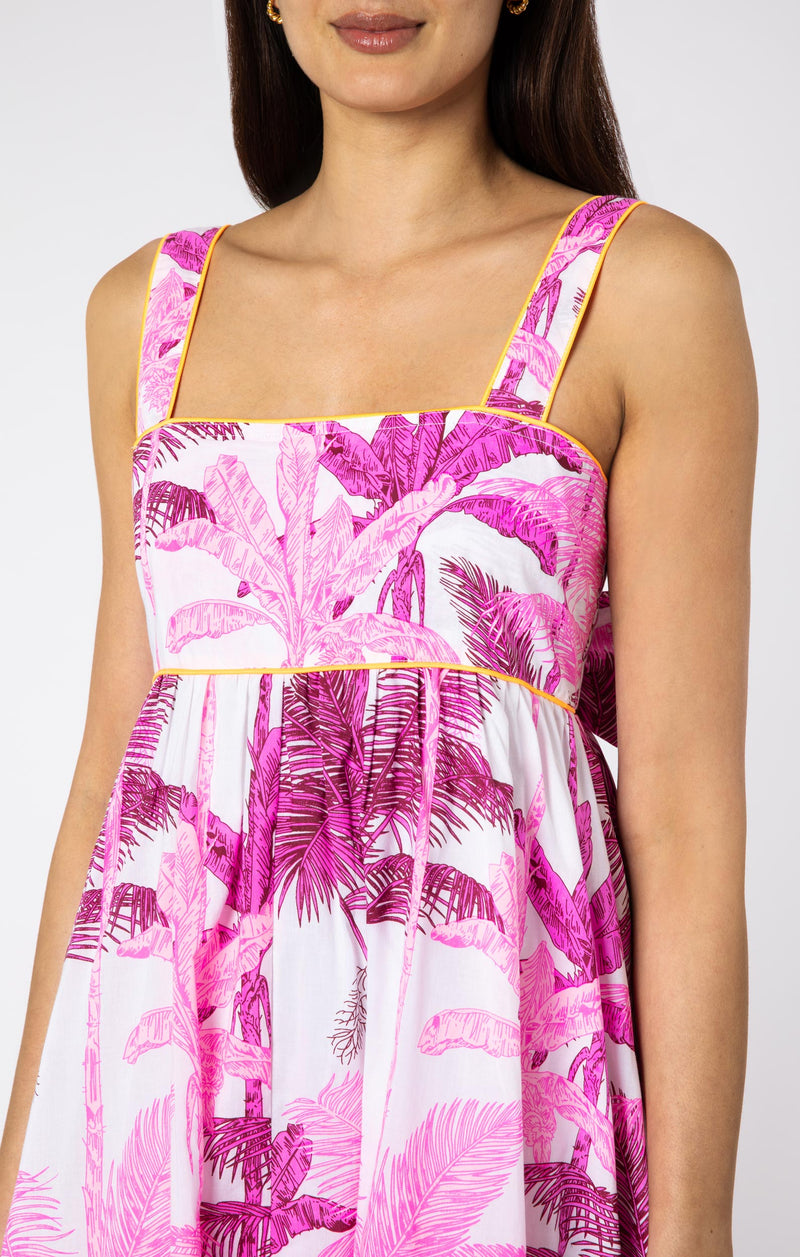 Palm Tree Print Sash Back Dress