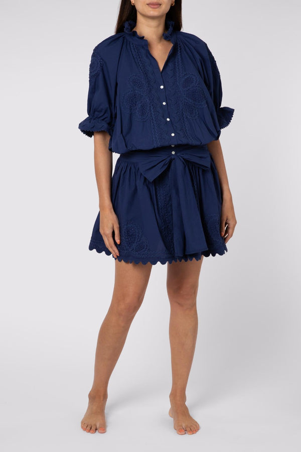 JULIET DUNN Poplin Blouson Dress with Ric Rac Embroidery CURIO FAENA MIAMI