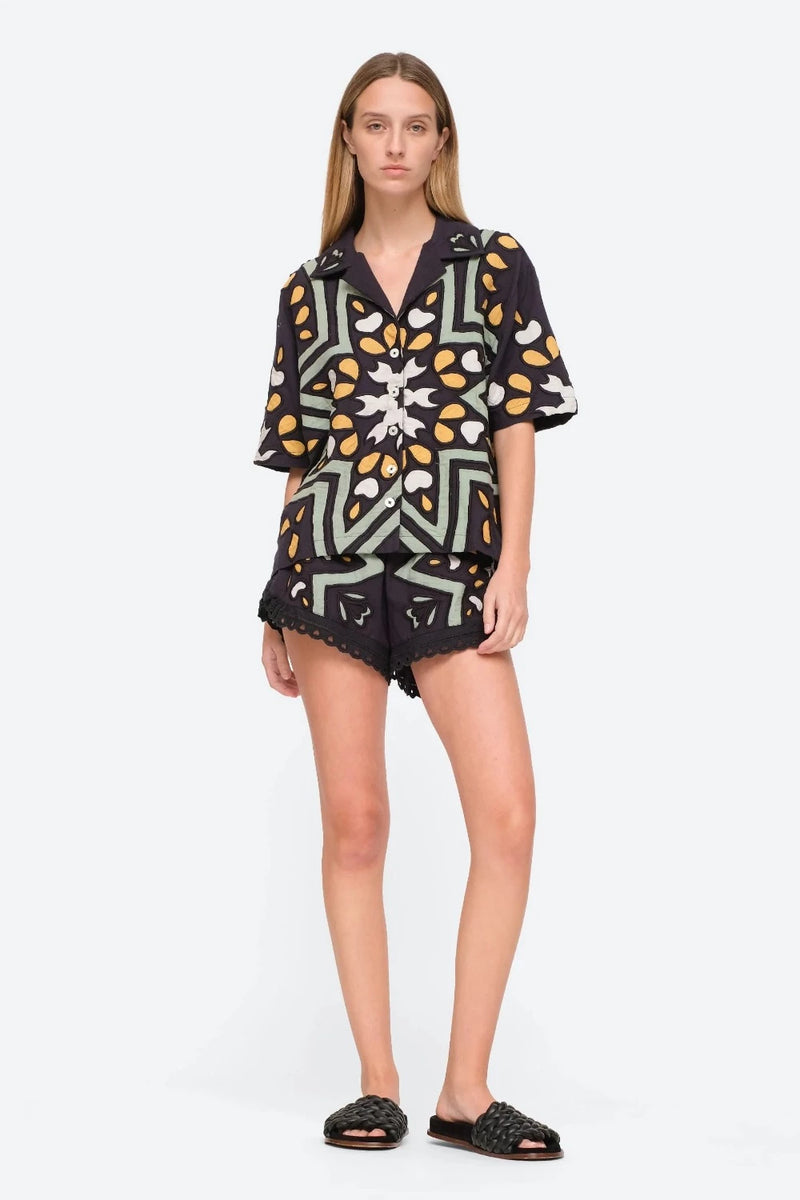 SEA Kaia Kaleidoscope Applique Shorts WOMEN'S SHORTS