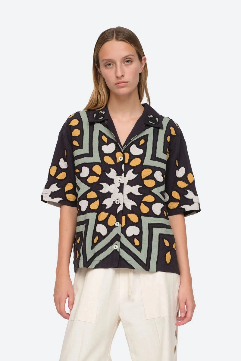 SEA Kaia Kaleidoscope Applique SS Top (Final Sale) WOMEN'S TOPS Sage FAENA, SUMMER, CURIO, CURIO VIBE, MIAMI