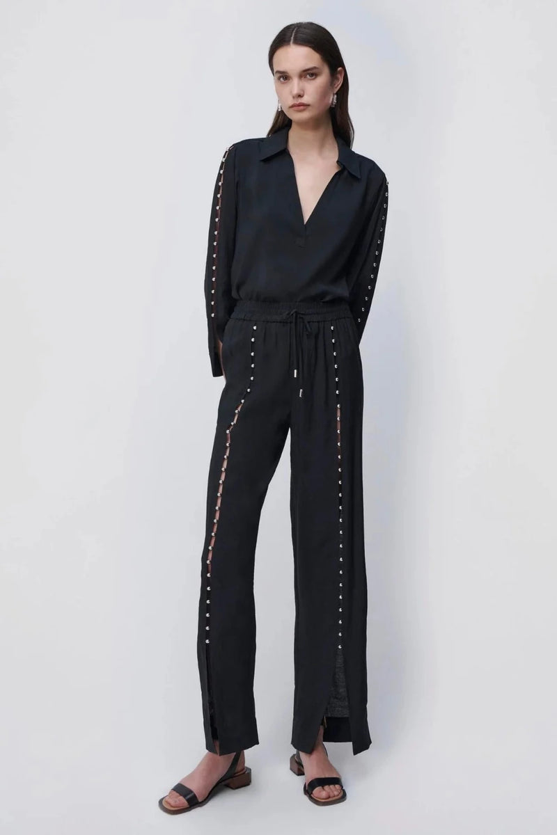Khalida Beaded Cover Up Front Slit Pants with Beads