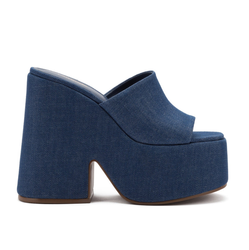 Wanda Platform Mule Blue Denim