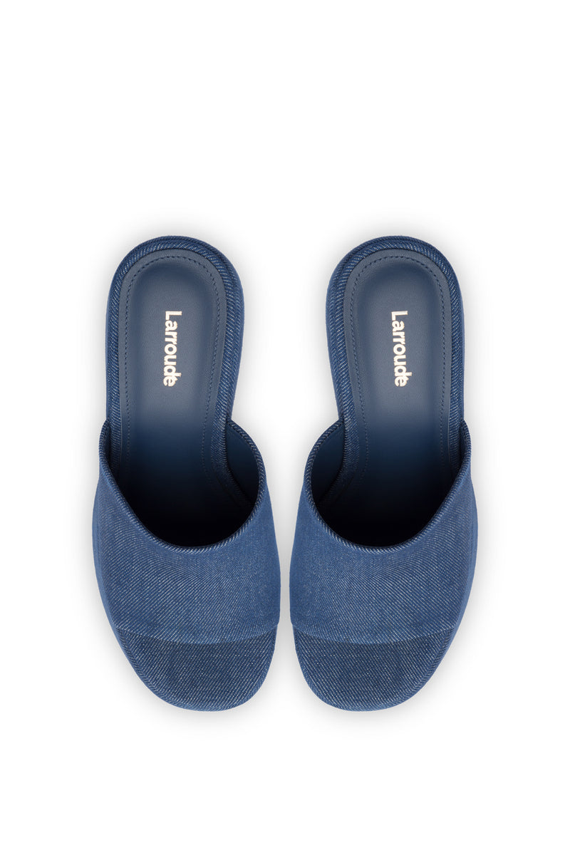 Wanda Platform Mule Blue Denim