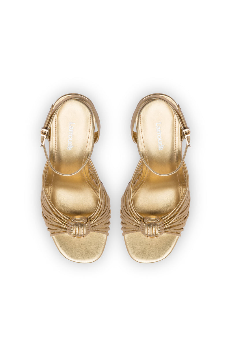 Valerie Platform Sandal in Gold Metallic Leather