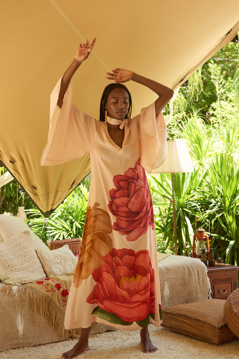 Lena Kaftan Floral Cream