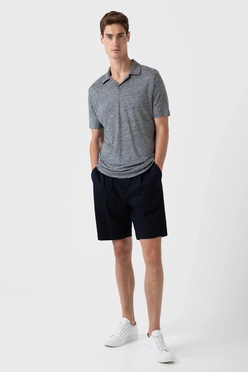 Linen Mid Grey Melange Polo Shirt