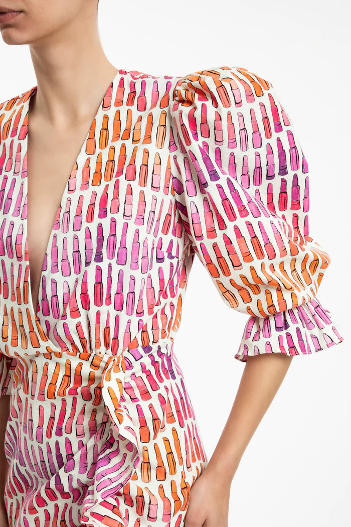 Lipstick Frilled Short Dress