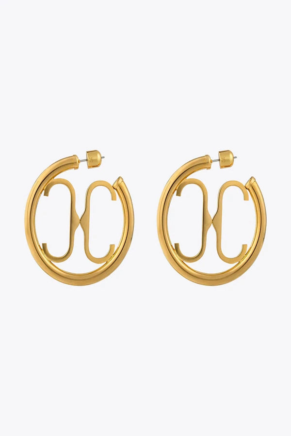 CHRISTINA CARUSO CC Logo Hoop Earrings JEWELRY