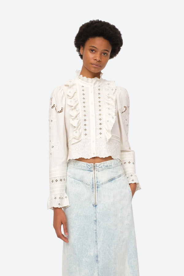 SEA Kiara Embroidered L-S Top WOMEN'S TOPS