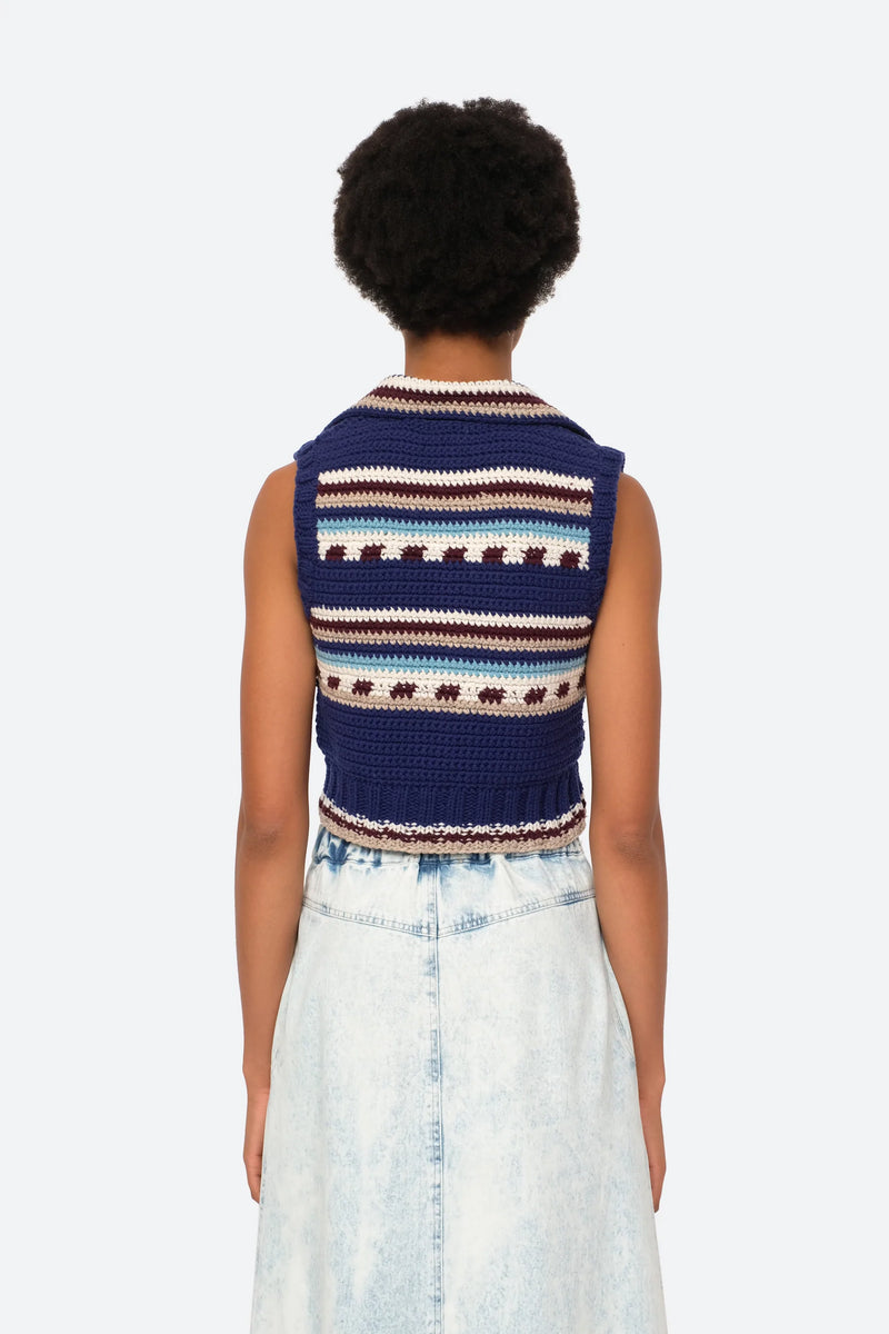SEA Vlada Crochet Puff Sleeev Top WOMEN'S TOPS