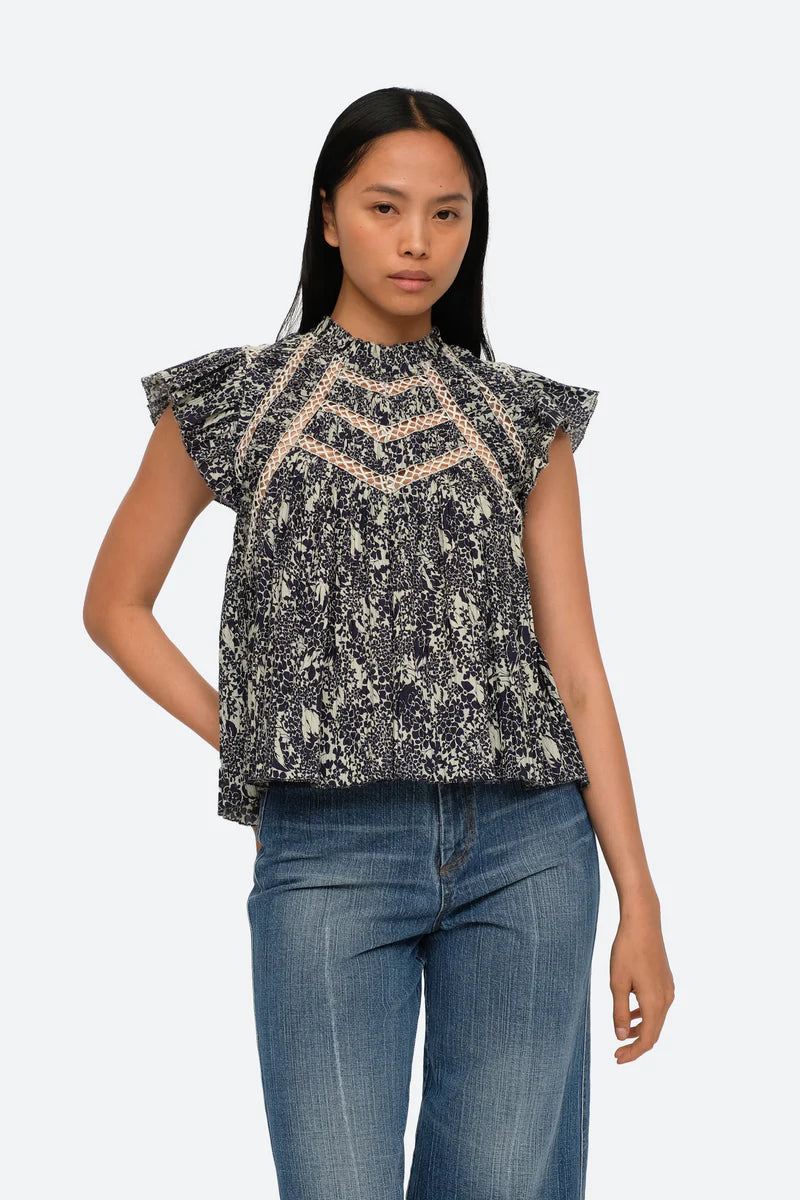 Priya Print Flutter Sleeve Top