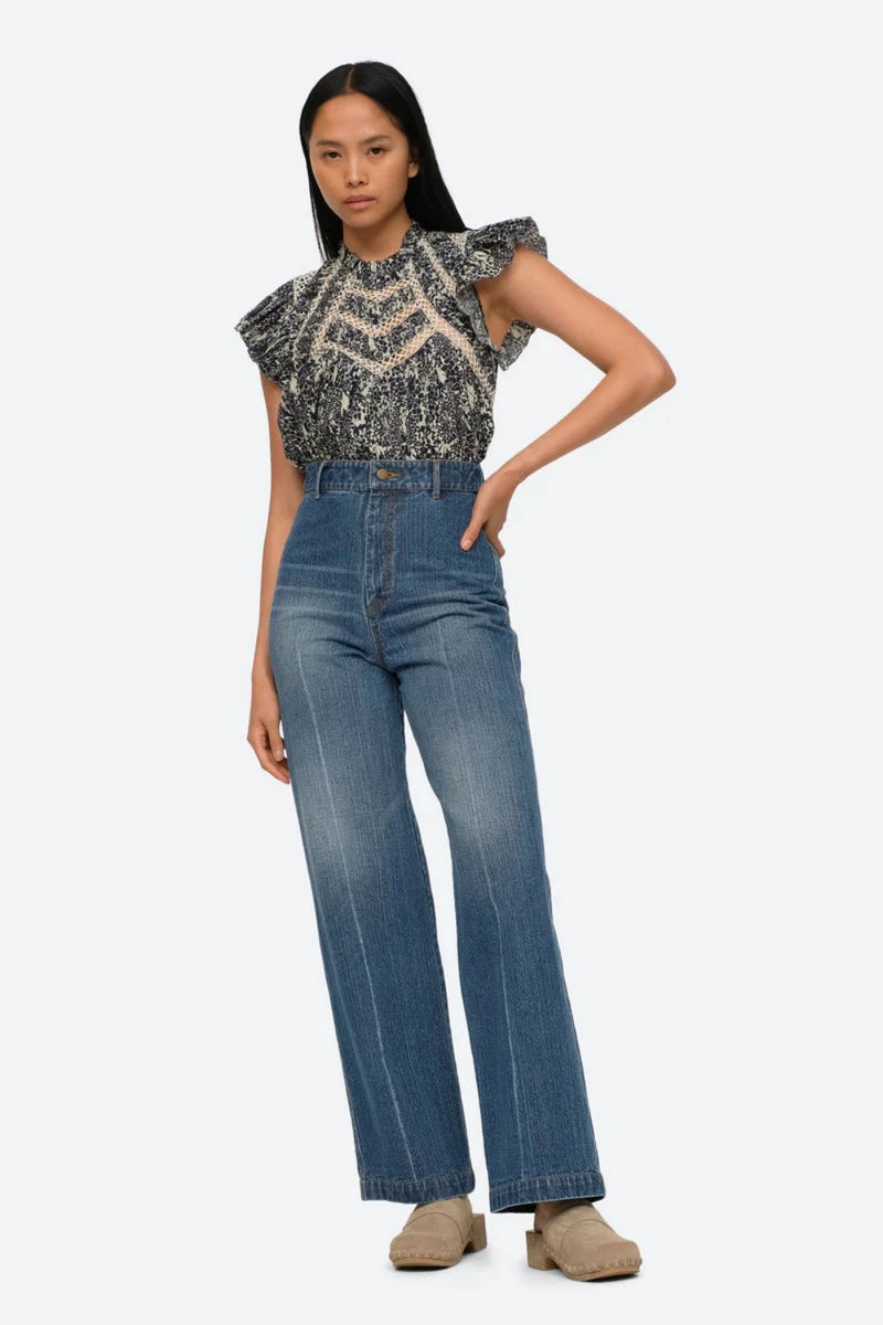 SEA Priya Print Flutter Sleeve Top WOMEN'S TOPS
