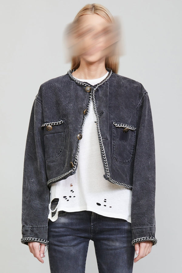 R13 Chain Embellished Cropped WOMEN'S JACKETS