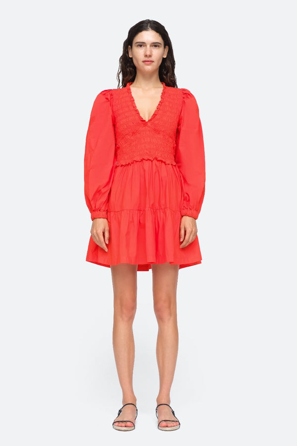 SEA Gaia Solid Cotton L-S Mini Dress WOMEN'S DRESSES