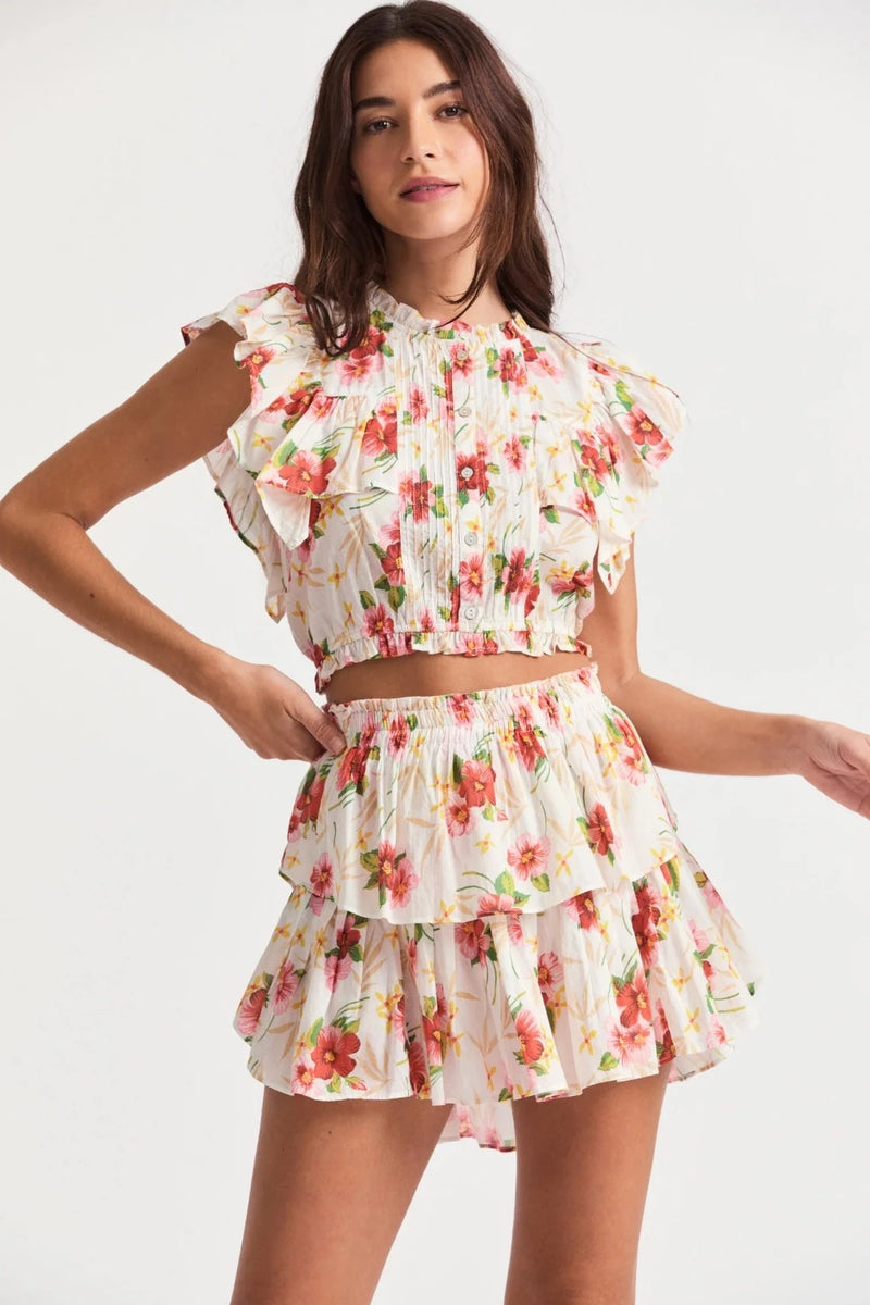 LOVESHACKFANCY Ruffle Mini Skirt Island Vibes 