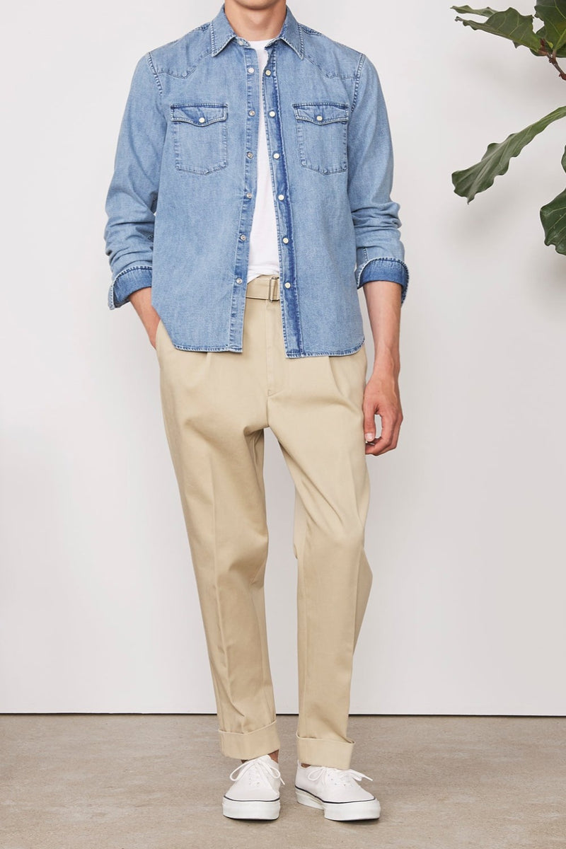 OFFICINE GENERALE Felix Denim Cotton Shirt MEN'S TOPS