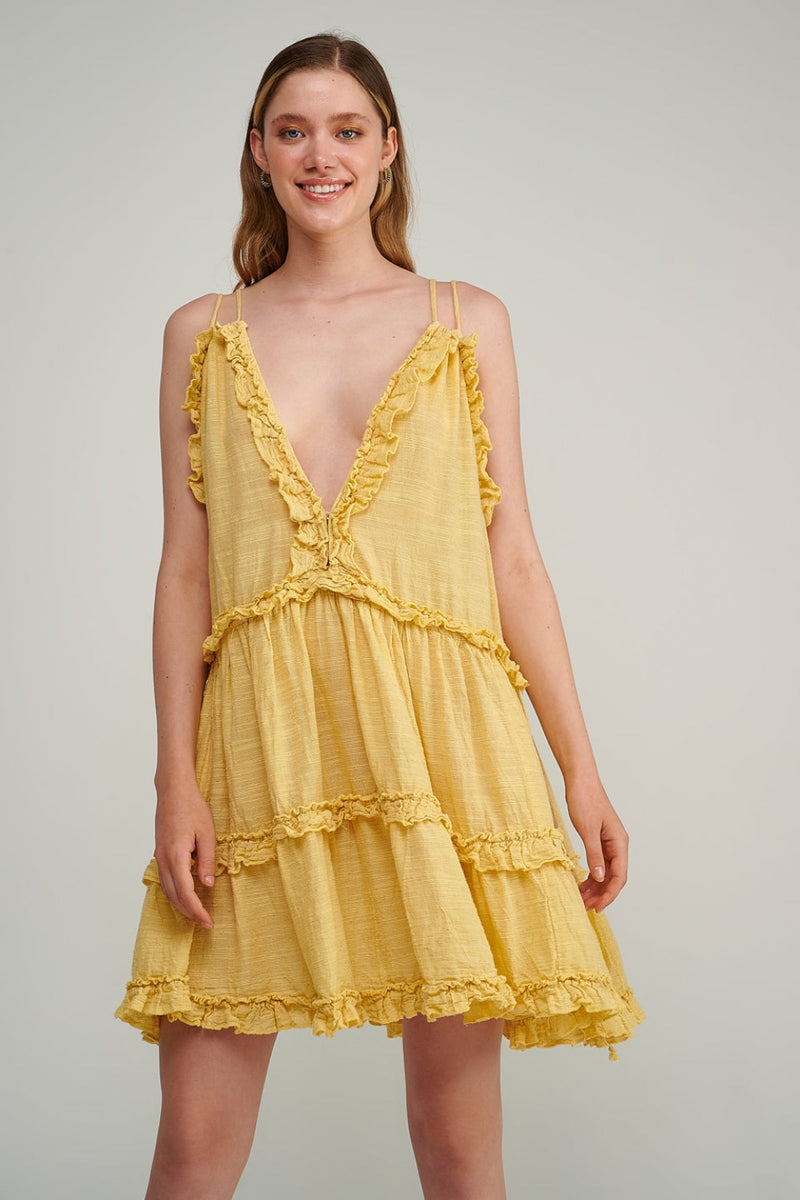 PEARL & CAVIAR Lemon Mini Dress WOMEN'S DRESSES