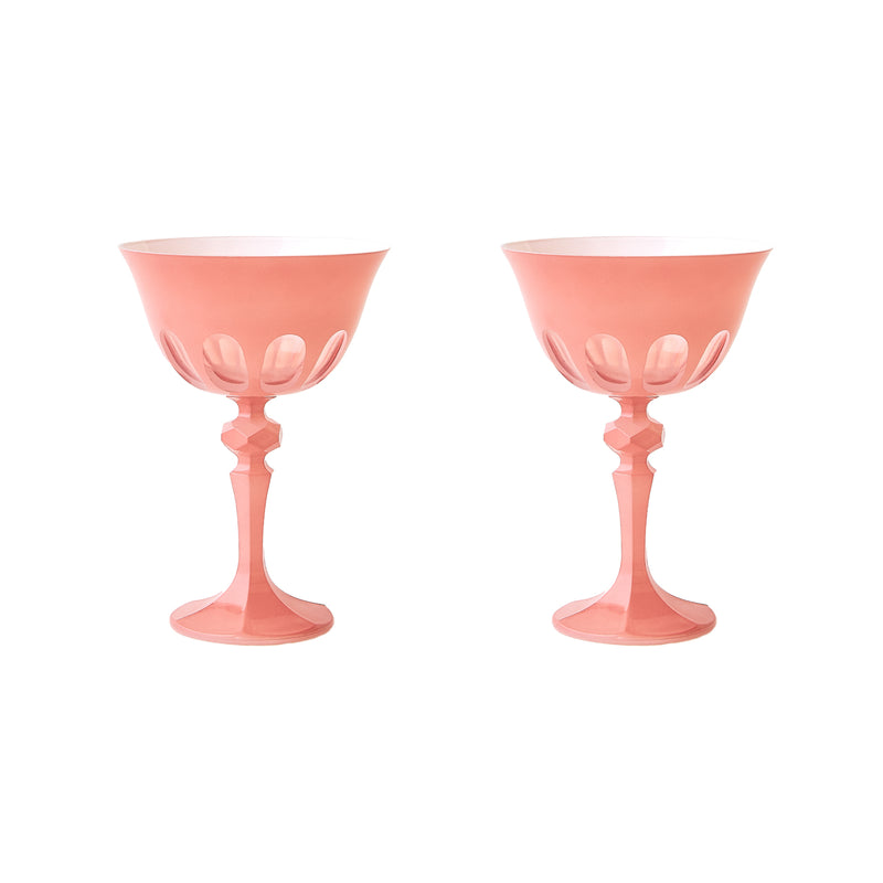 salmon coupe glass set of 2 millenial pink