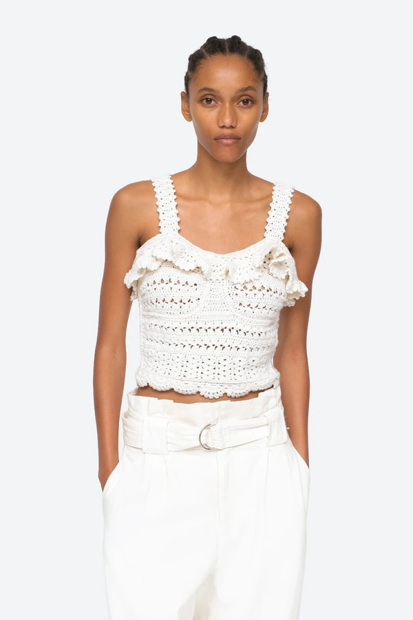 SEA Rylee Crochet Cropped Tank (Final Sale) WOMEN'S TOPS Cream FAENA, SUMMER, CURIO, CURIO VIBE, MIAMI