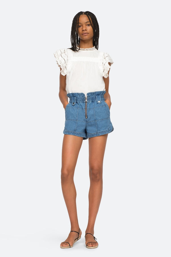 SEA Rylee Crochet Flutter Sleeve Top WOMEN'S TOPS