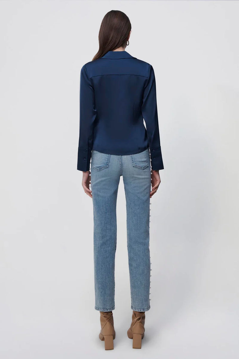 Santana Washed Charmeuse Slim Long Sleeve Shirt