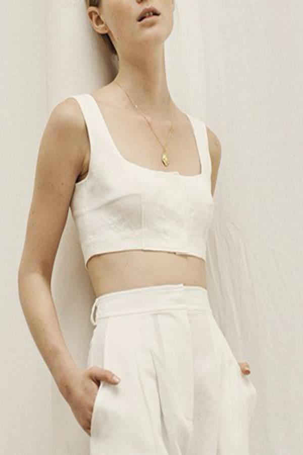 LE KASHA JirJa Linen Crop Top WOMEN'S TOPS