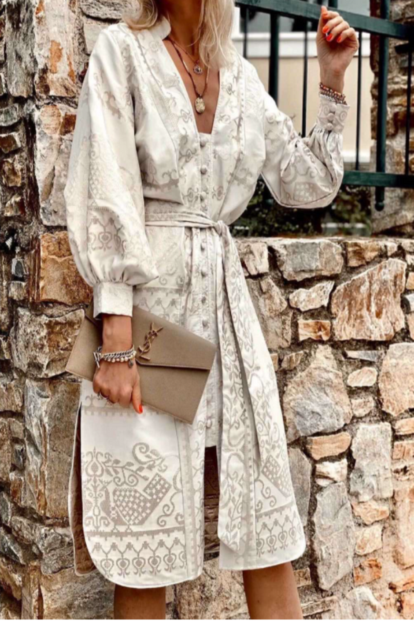 LACE Button Front Belted Shirt Dress - 8152 WOMEN'S DRESSES