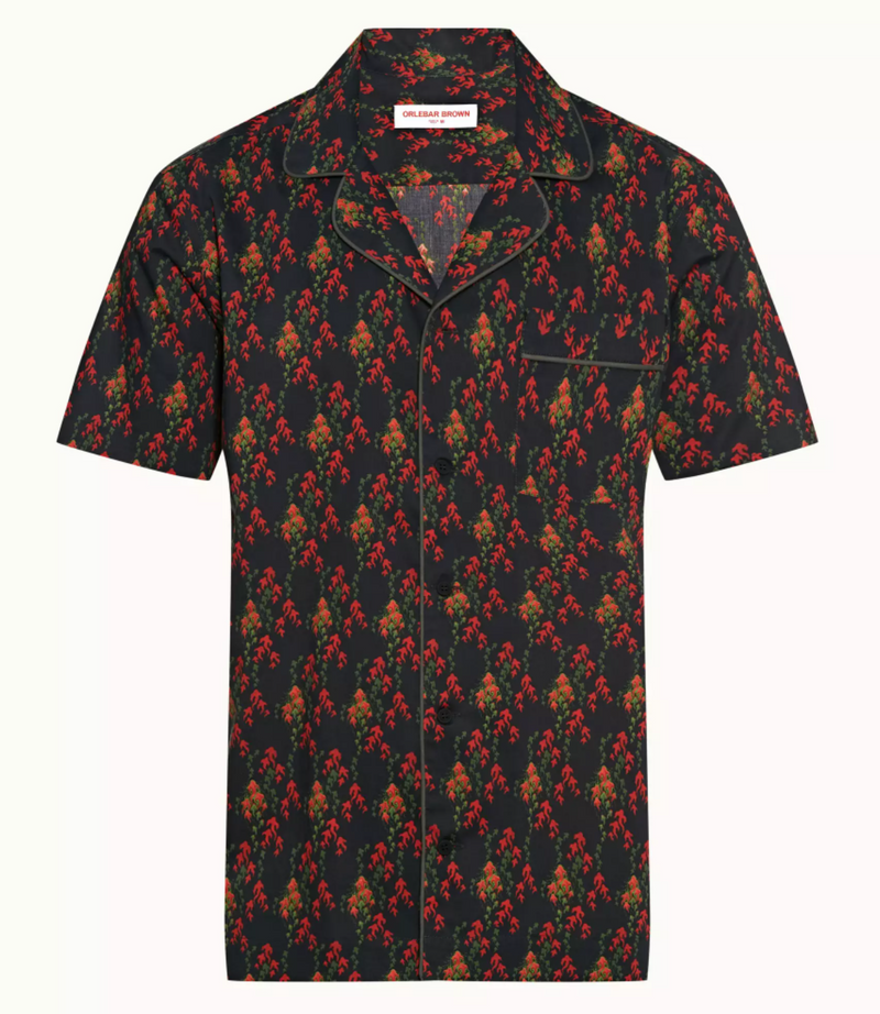 Marne Aquila Print Capri Collar Short-Sleeve Shirt