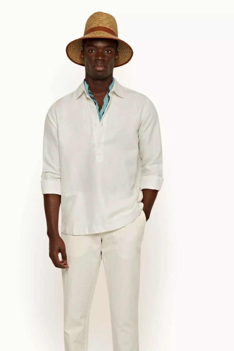 ORLEBAR BROWN Caspian Overhead Button Placket Linen Blend Shirt MEN'S TOPS