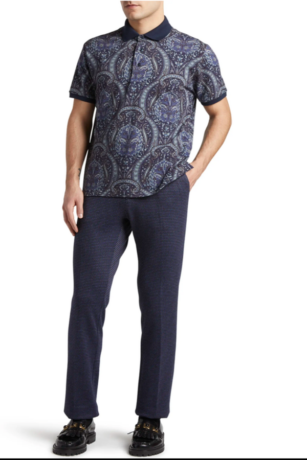 etro polo cotton navy paislley