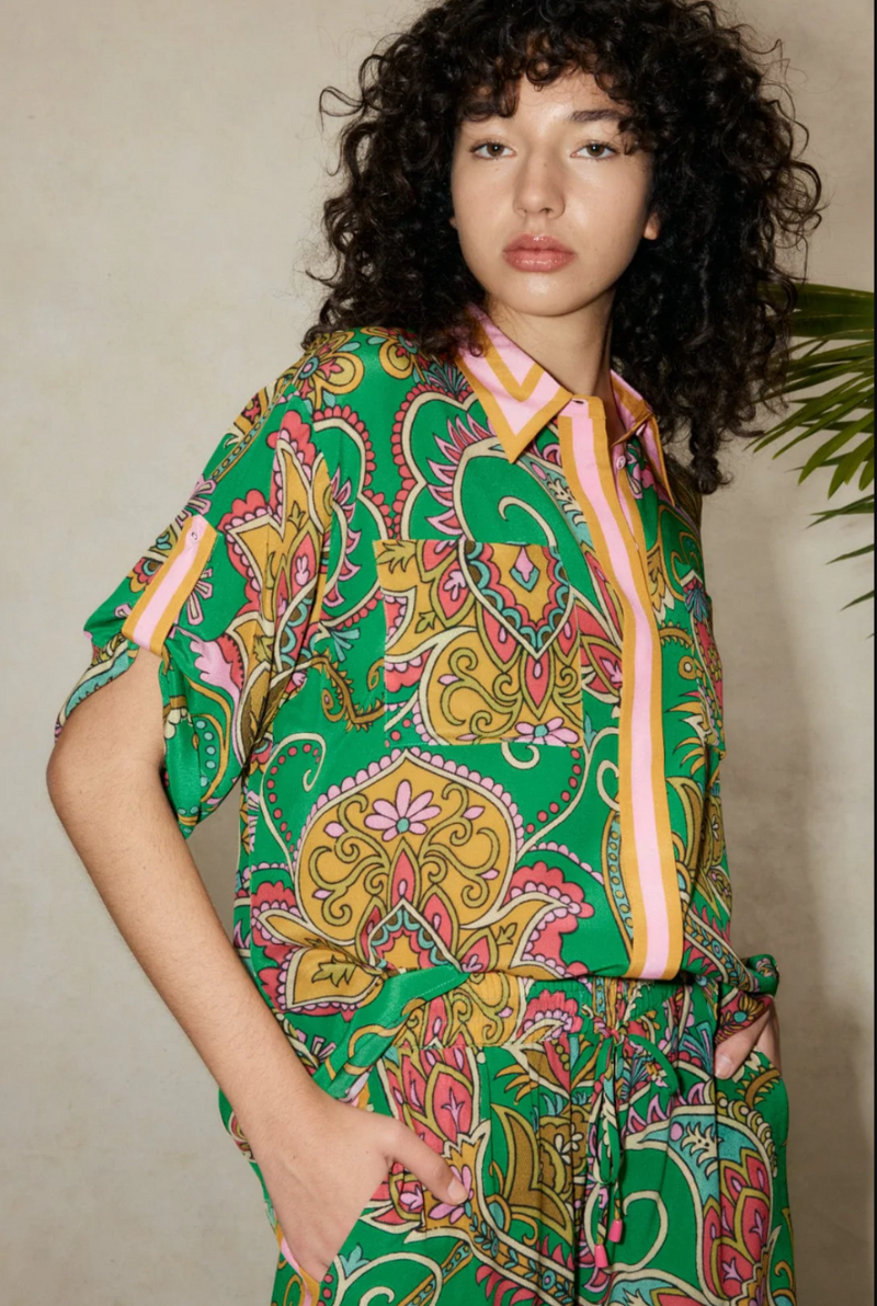 marion silk emerald paisley blouse alemais