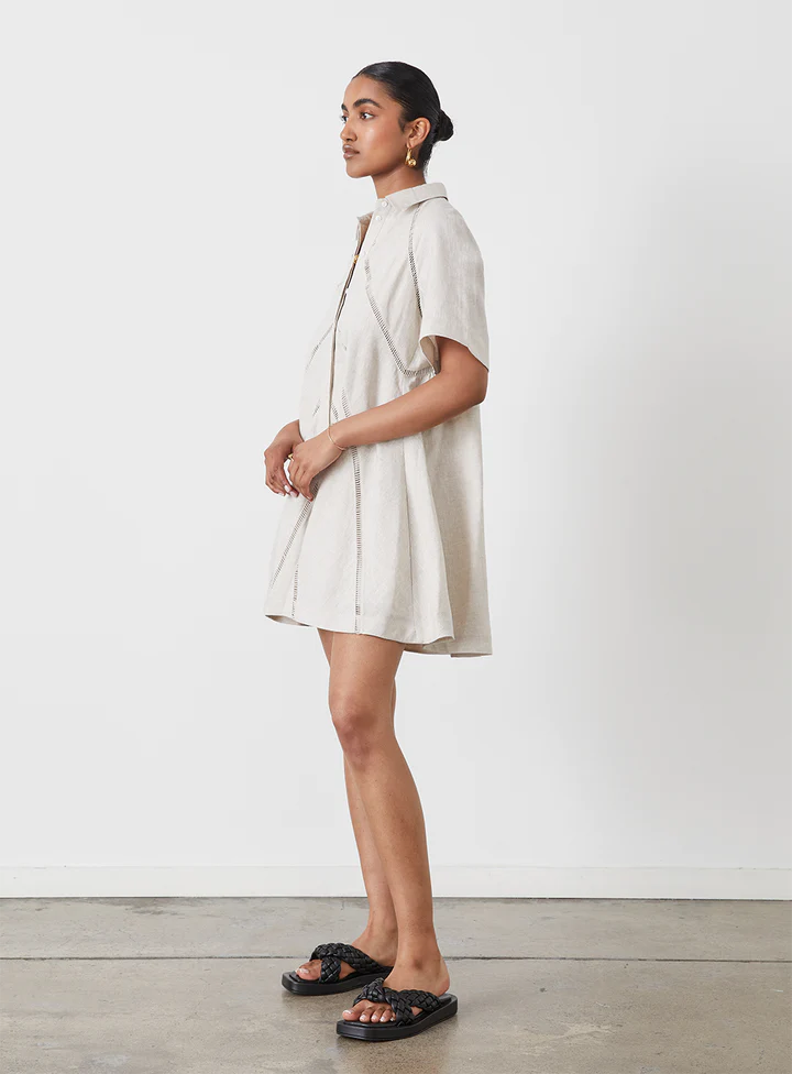 Selena Linen Mini Shirt Dress