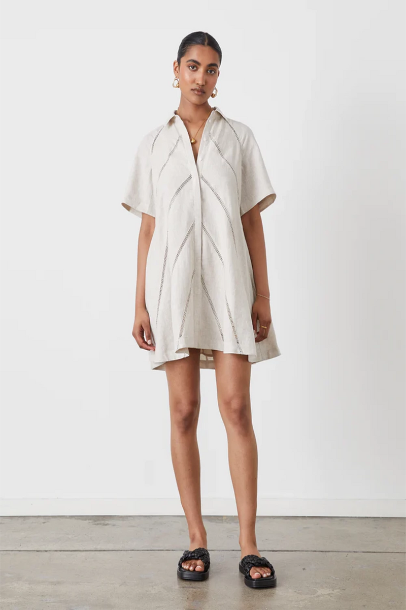 JOSLIN Selena Linen Mini Shirt Dress CURIO FAENA MIAMI